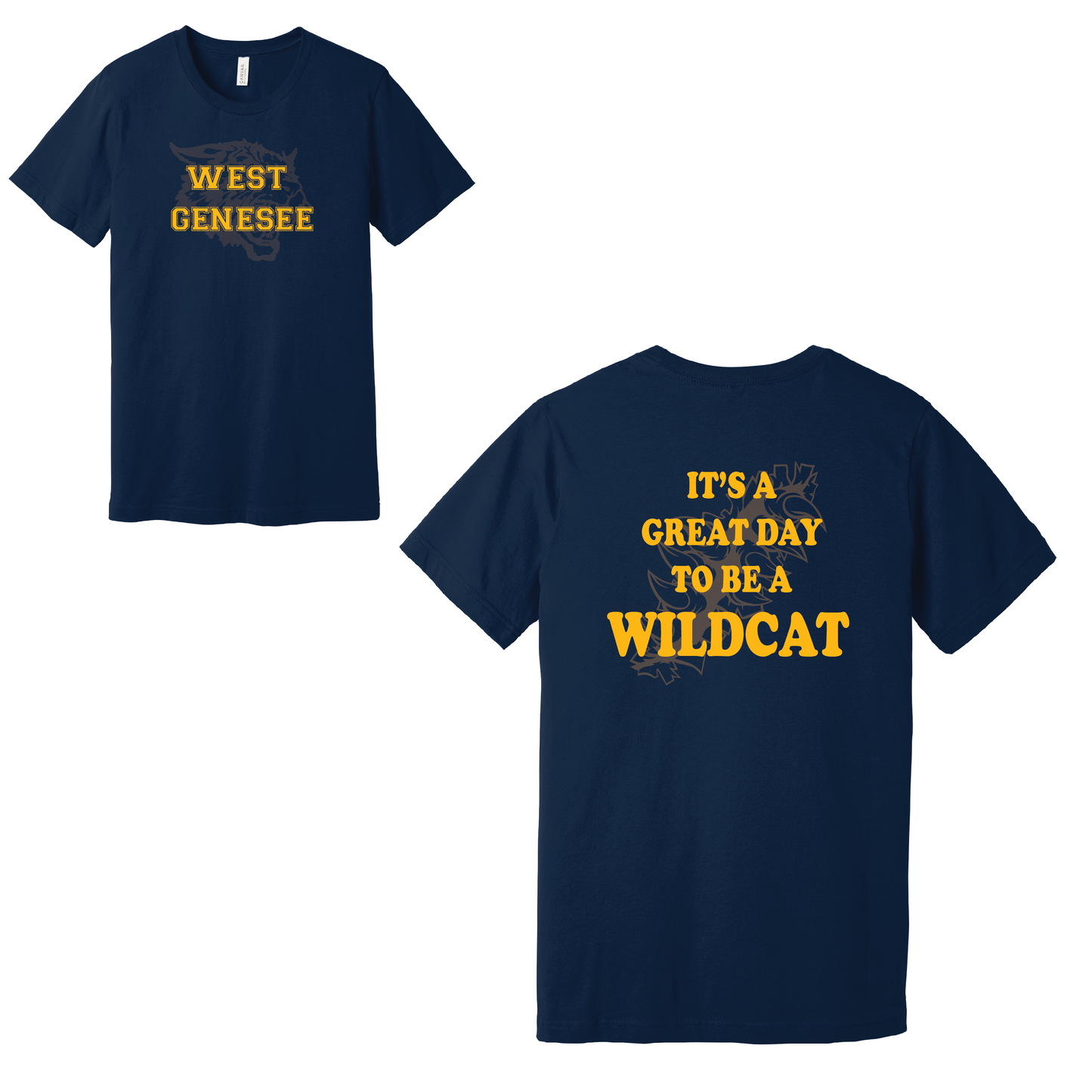 West Genesee Wildcats Shadow Mascot Claw Tear "Great Day" T-Shirt