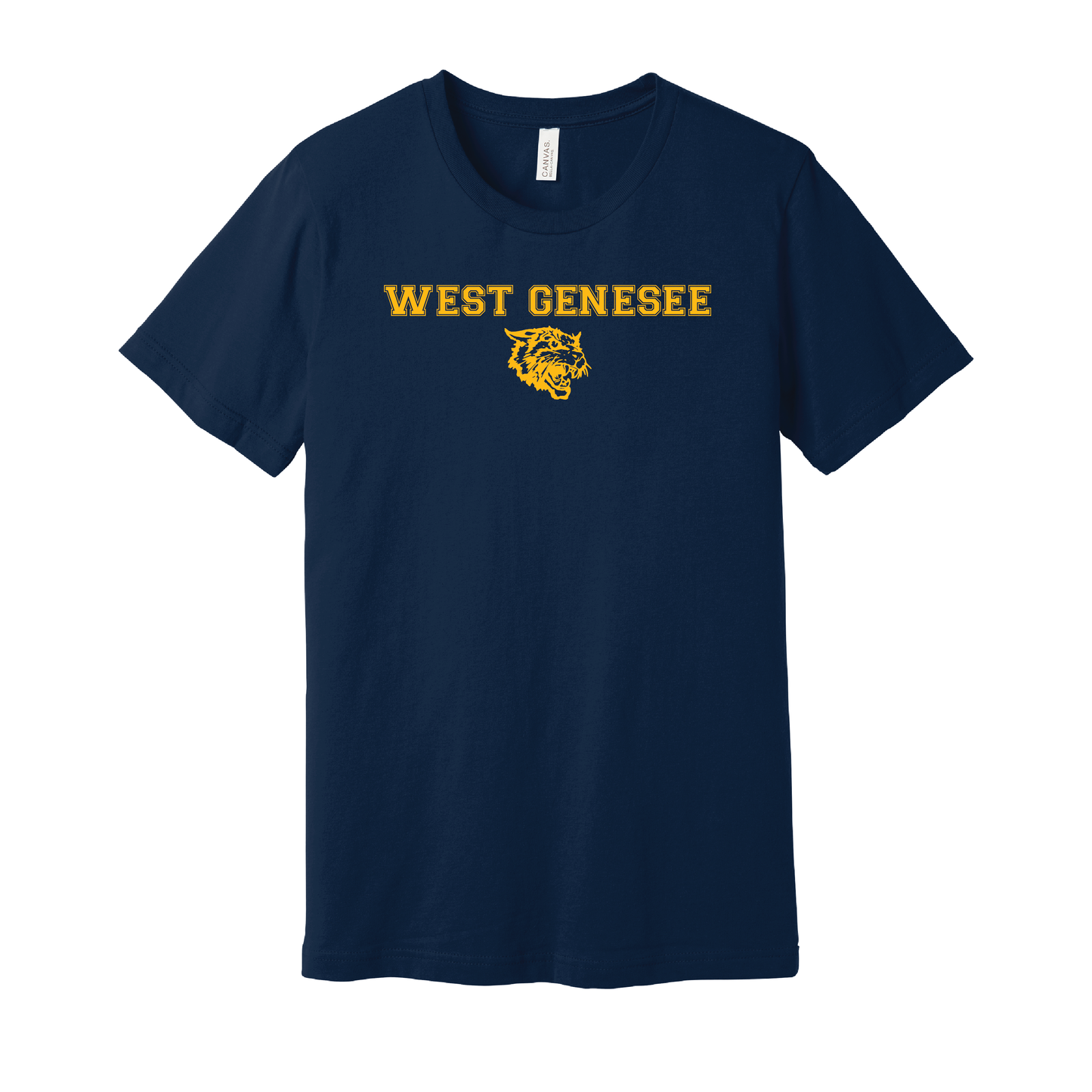 West Genesee Wildcats Text & Mascot Logo T-Shirt