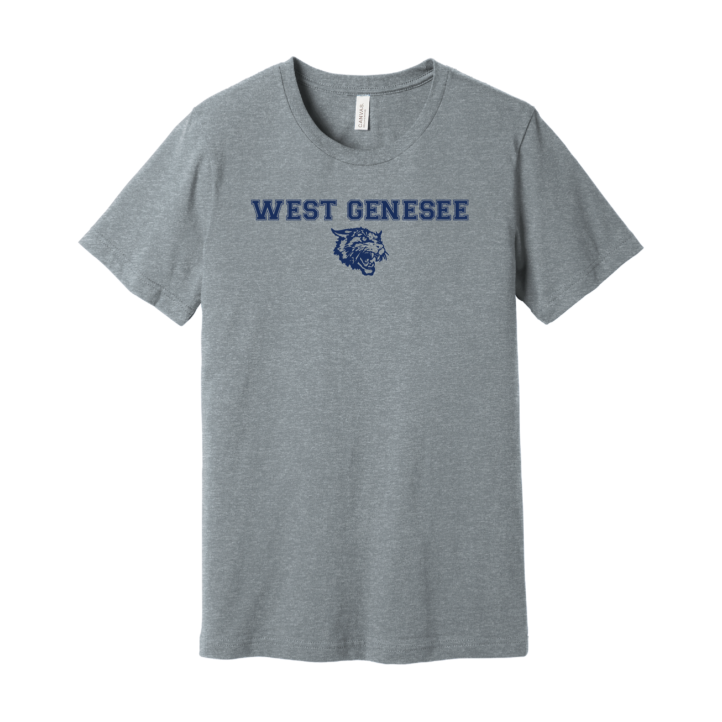 West Genesee Wildcats Text & Mascot Logo T-Shirt