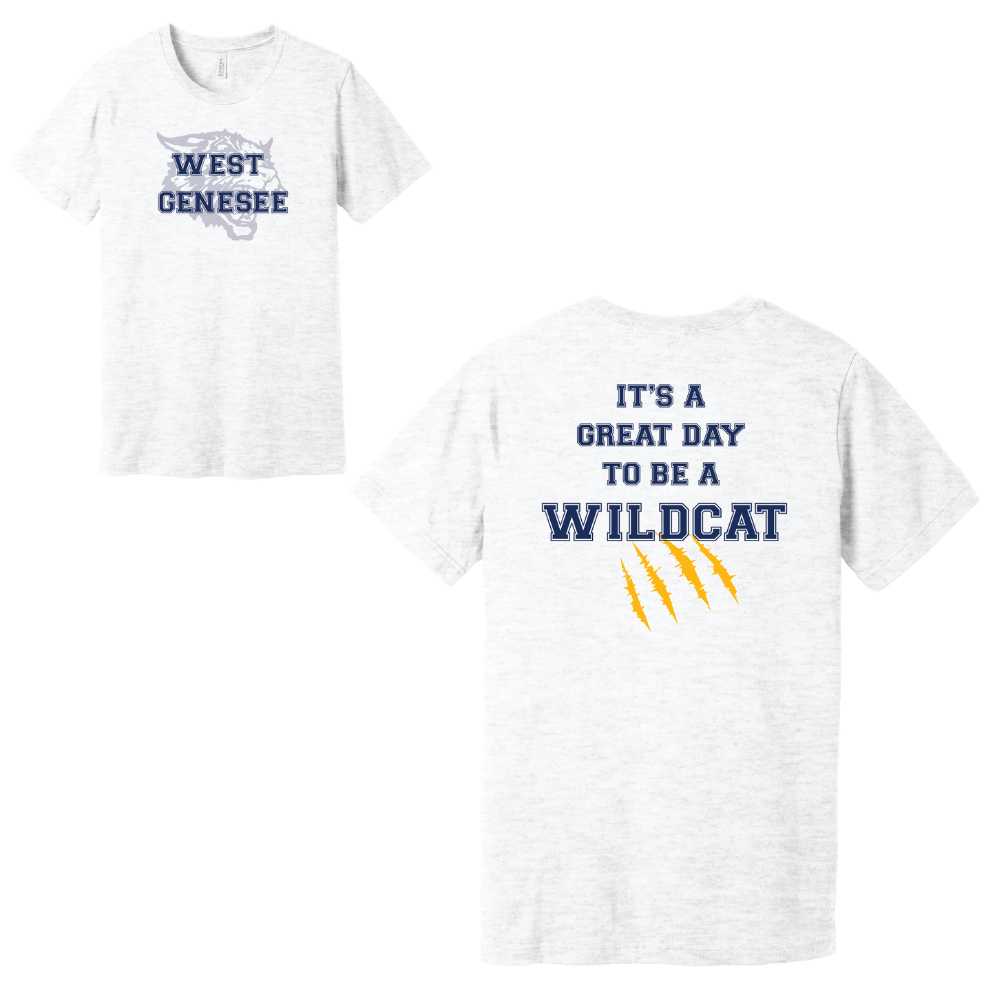 West Genesee Wildcats Shadow Mascot Gold Claw "Great Day" T-Shirt