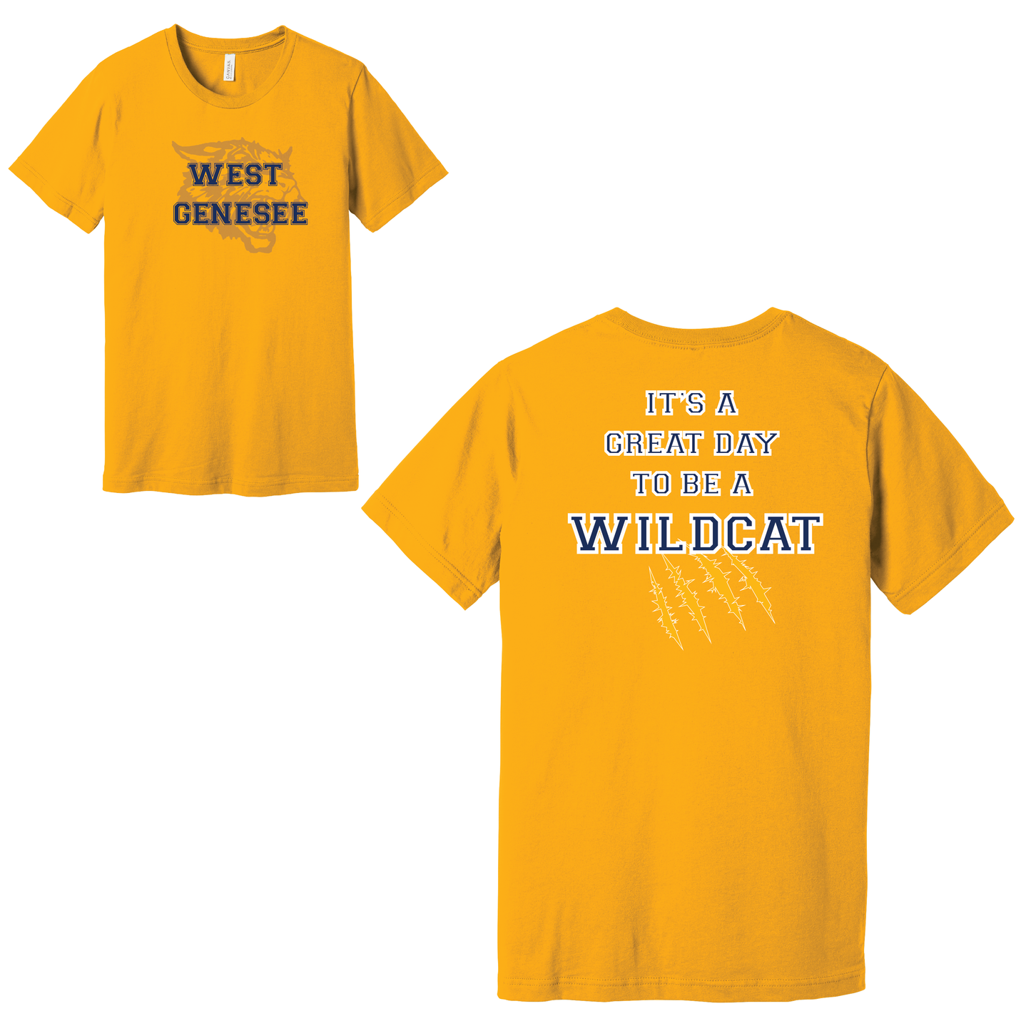 West Genesee Wildcats Shadow Mascot Gold Claw "Great Day" T-Shirt
