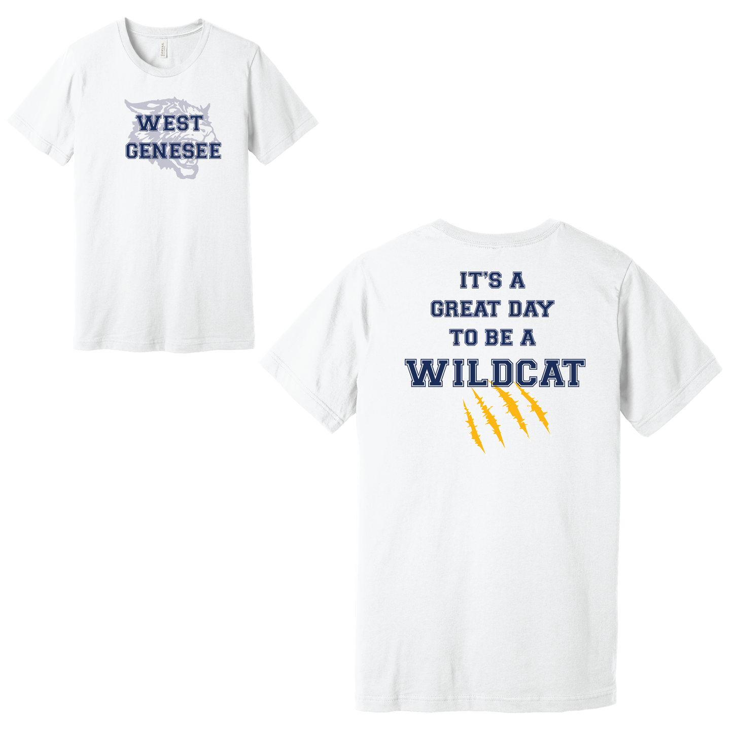 West Genesee Wildcats Shadow Mascot Gold Claw "Great Day" T-Shirt