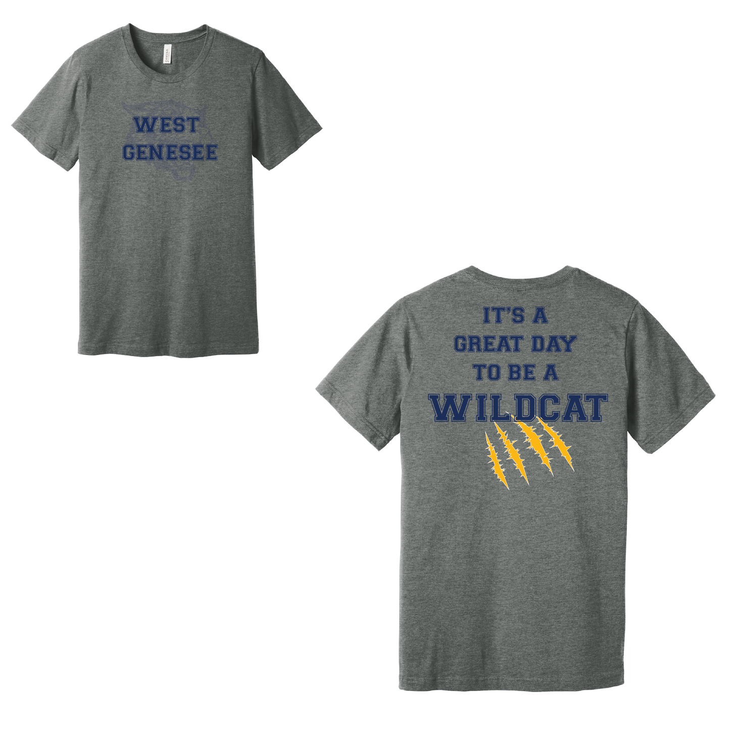West Genesee Wildcats Shadow Mascot Gold Claw "Great Day" T-Shirt