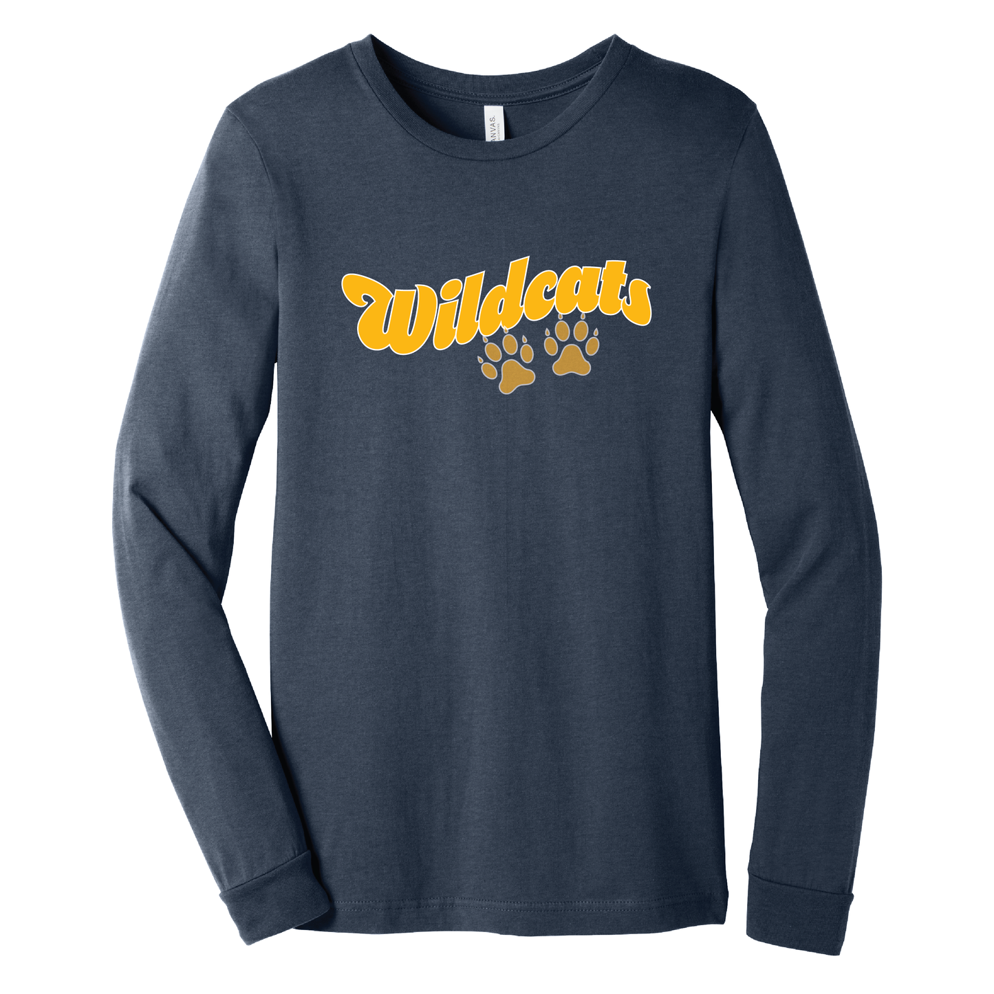 West Genesee Wildcats Paw Prints Script Long Sleeve T-Shirt