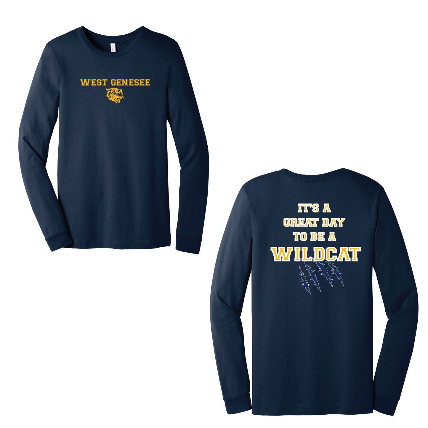 West Genesee Wildcats Claw Mark "Great Day" Long Sleeve T-Shirt