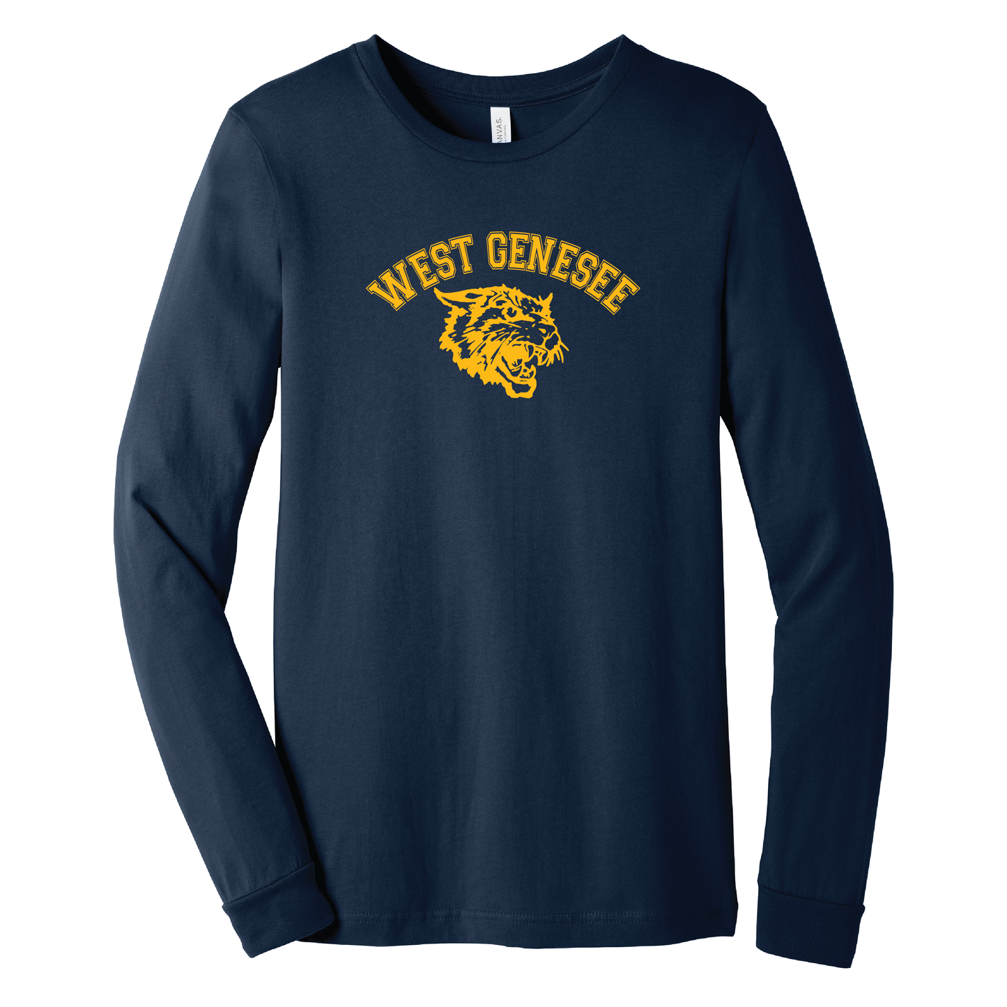 West Genesee Wildcats Arch Logo Mascot Long Sleeve T-Shirt