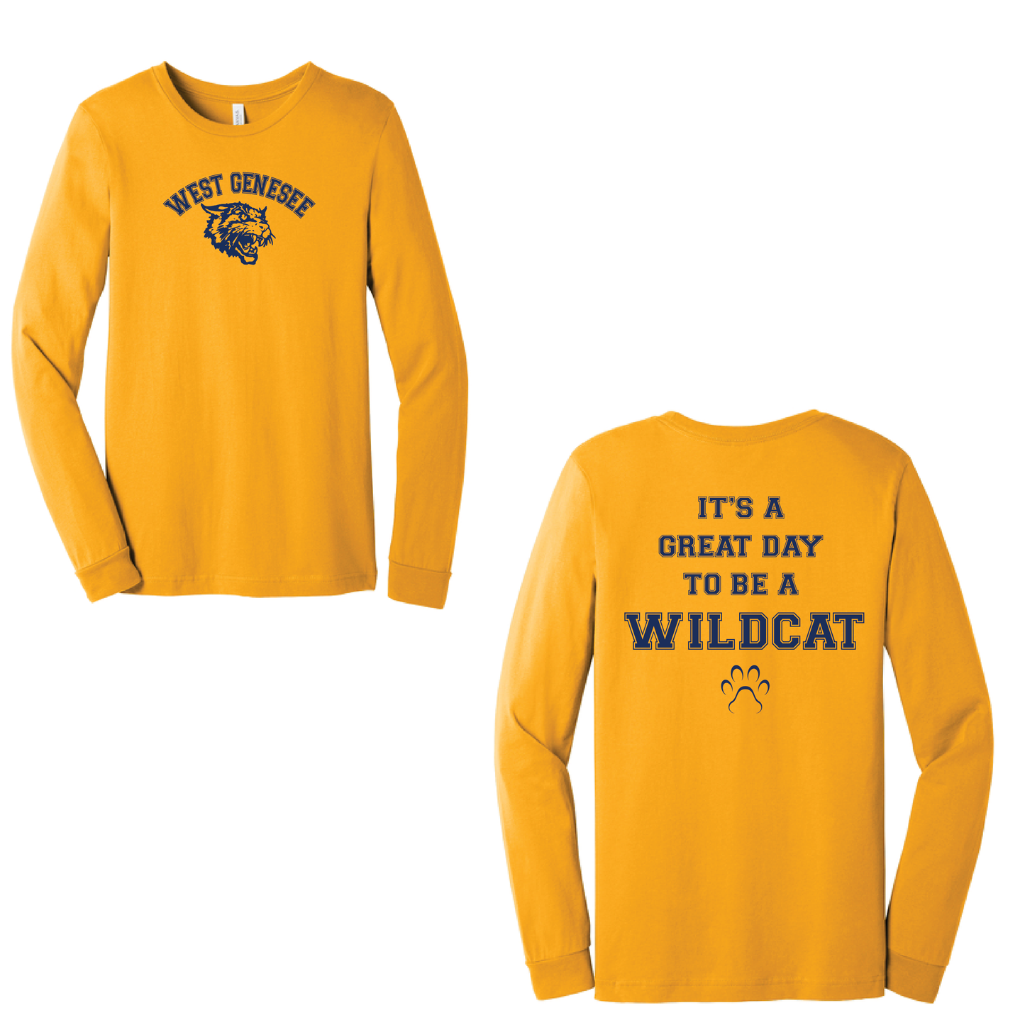 West Genesee Wildcats Arch Logo "Great Day Paw" Long Sleeve T-Shirt