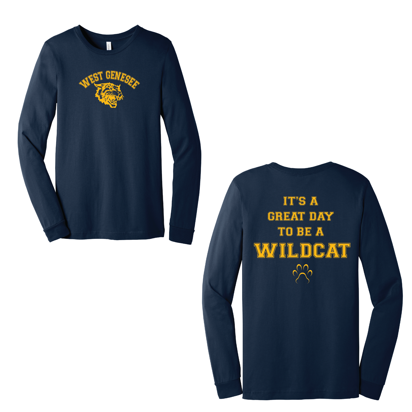 West Genesee Wildcats Arch Logo "Great Day Paw" Long Sleeve T-Shirt