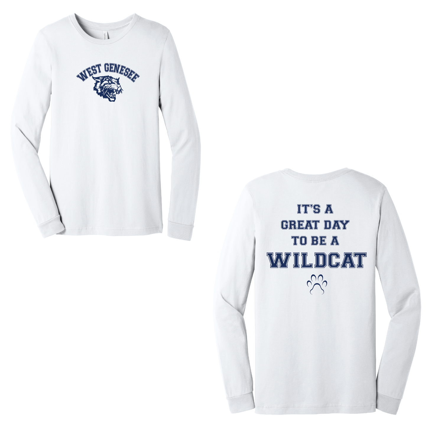 West Genesee Wildcats Arch Logo "Great Day Paw" Long Sleeve T-Shirt
