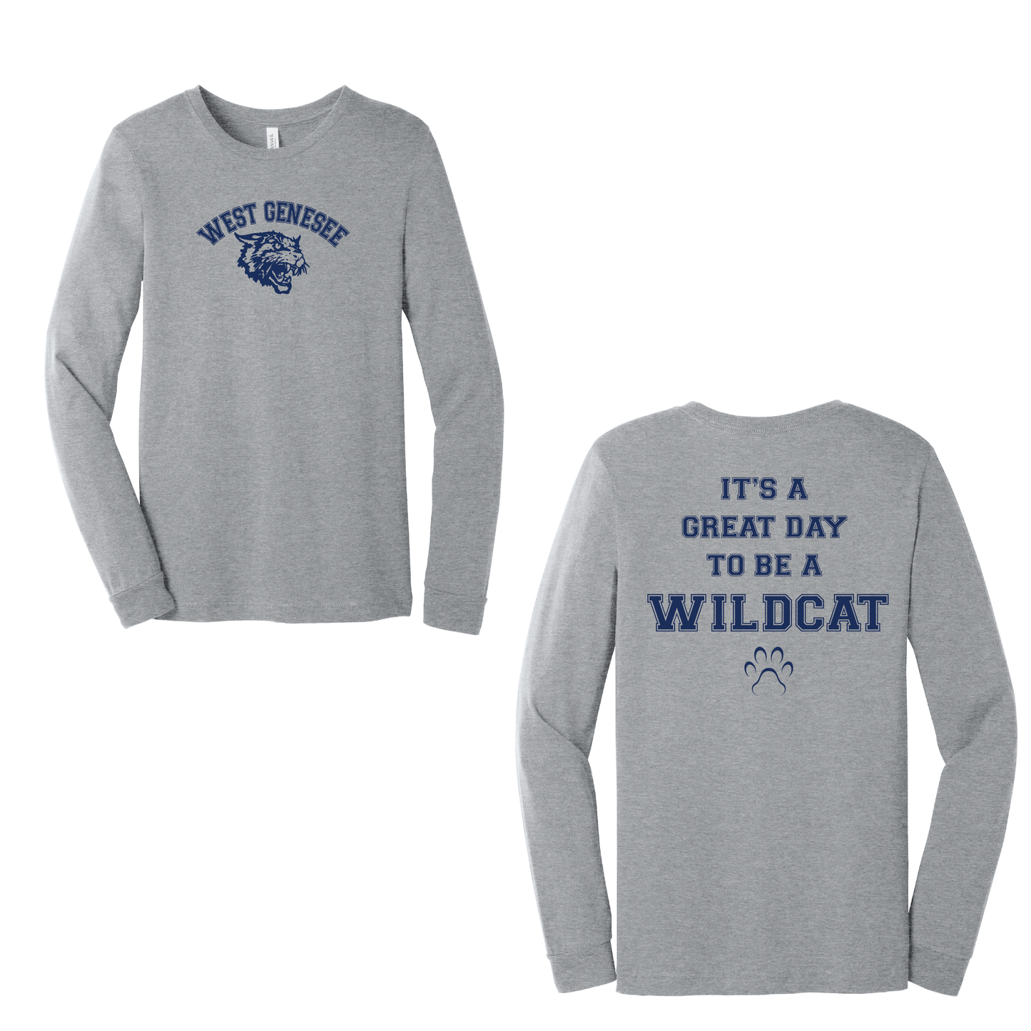West Genesee Wildcats Arch Logo "Great Day Paw" Long Sleeve T-Shirt