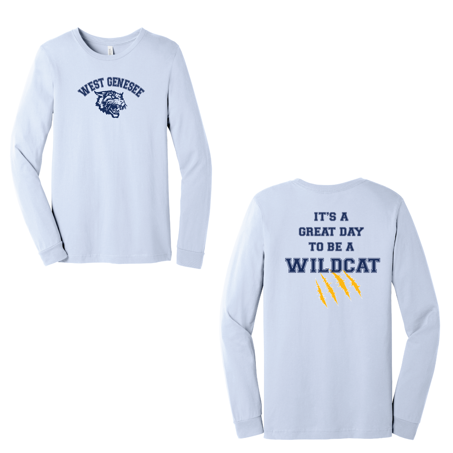 West Genesee Wildcats Arch Logo "Great Day Claw Mark" Long Sleeve T-Shirt