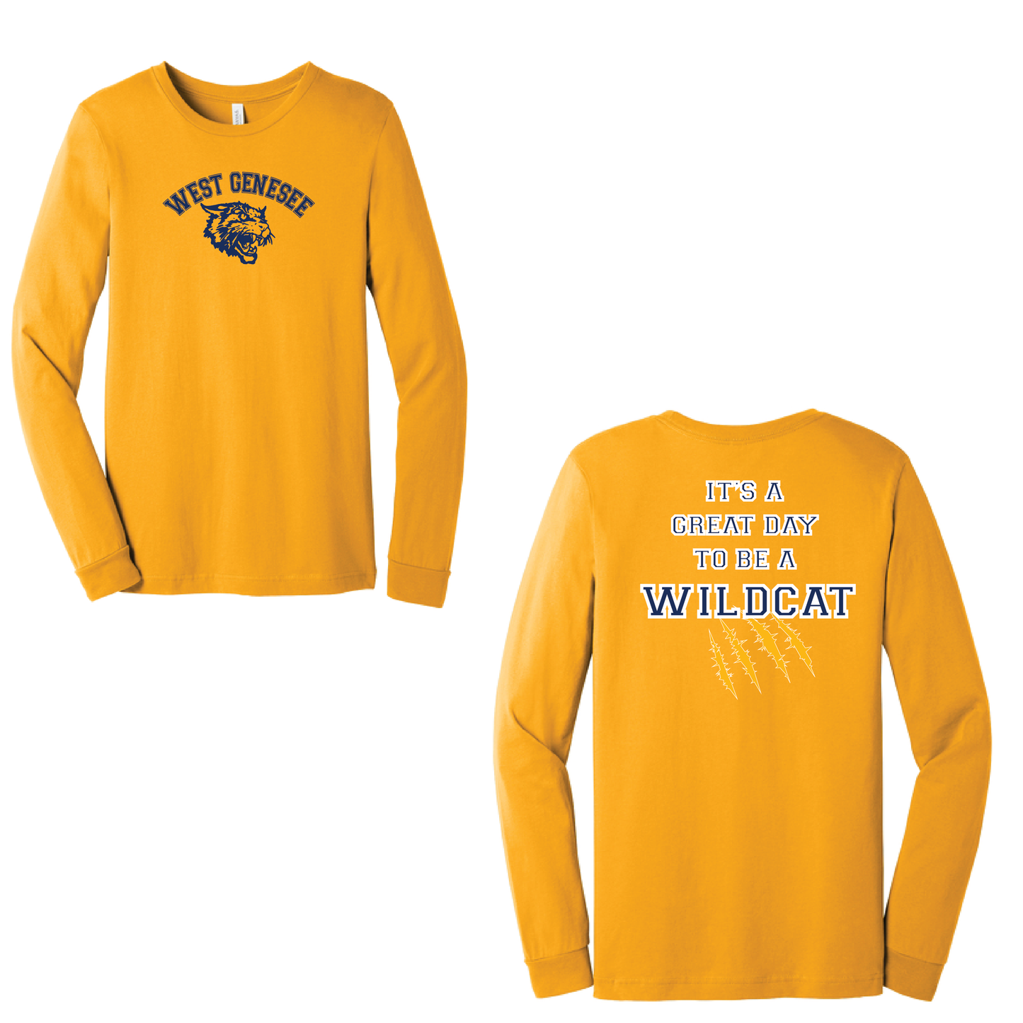 West Genesee Wildcats Arch Logo "Great Day Claw Mark" Long Sleeve T-Shirt