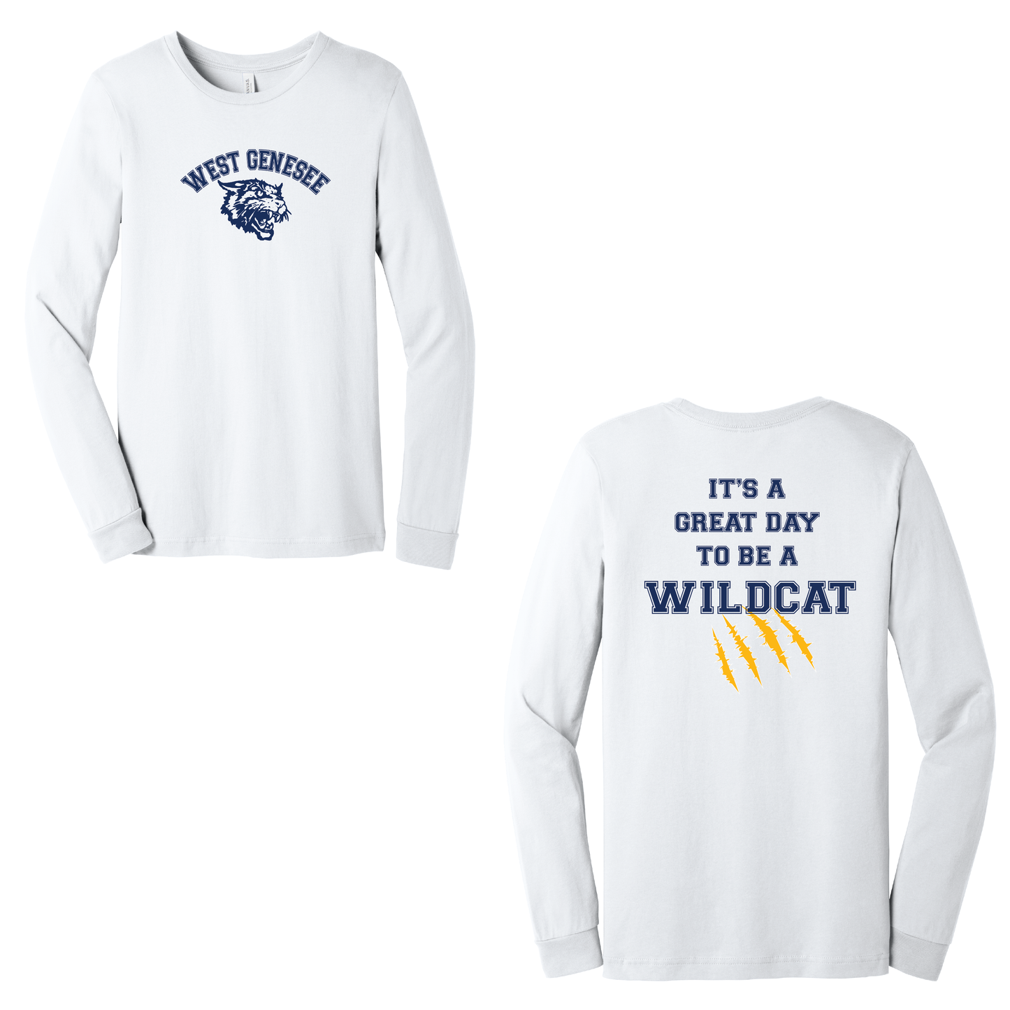 West Genesee Wildcats Arch Logo "Great Day Claw Mark" Long Sleeve T-Shirt