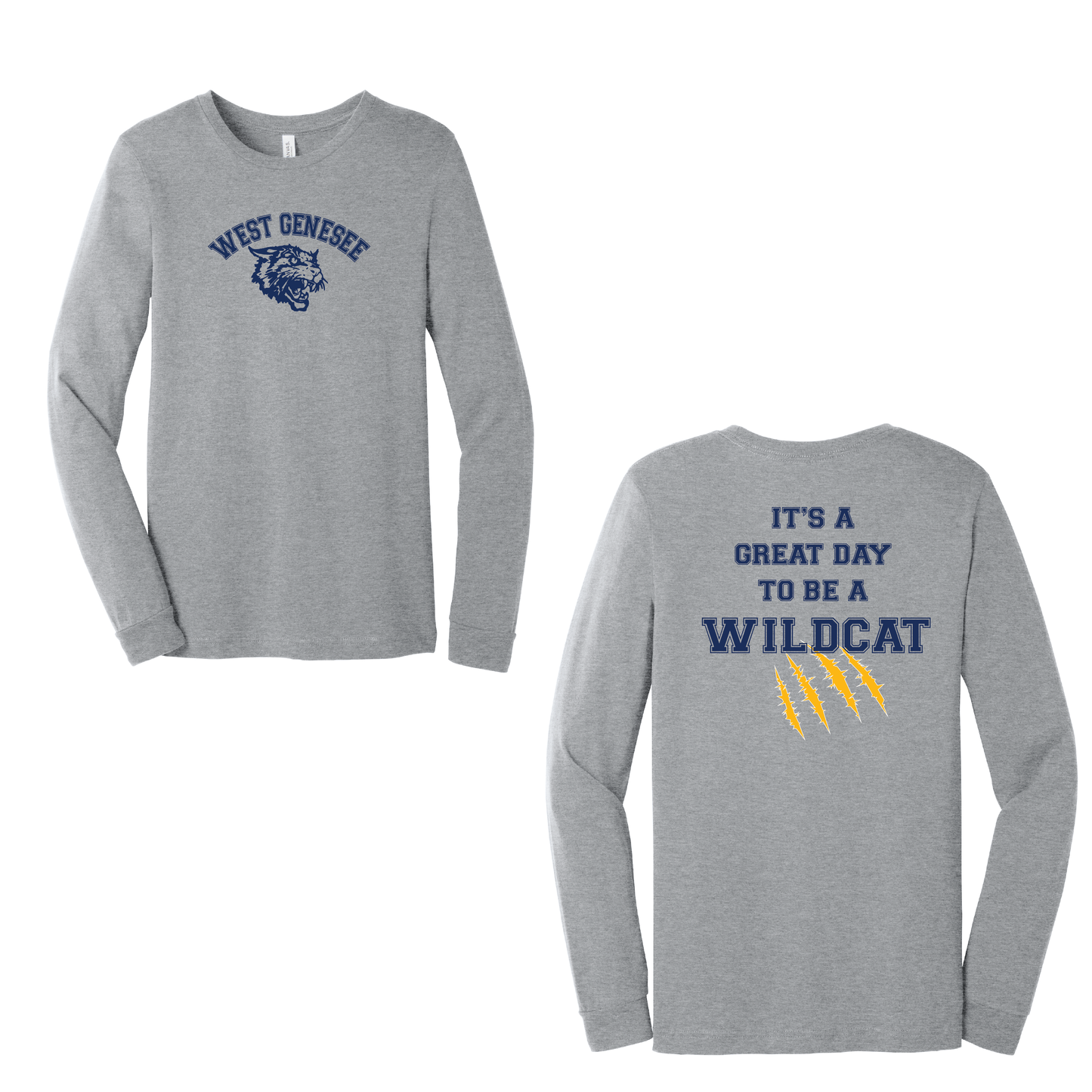 West Genesee Wildcats Arch Logo "Great Day Claw Mark" Long Sleeve T-Shirt