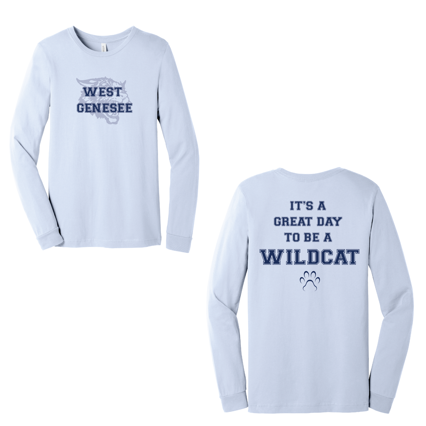 West Genesee Wildcats Shadow Mascot "Great Day Paw" Long Sleeve T-Shirt