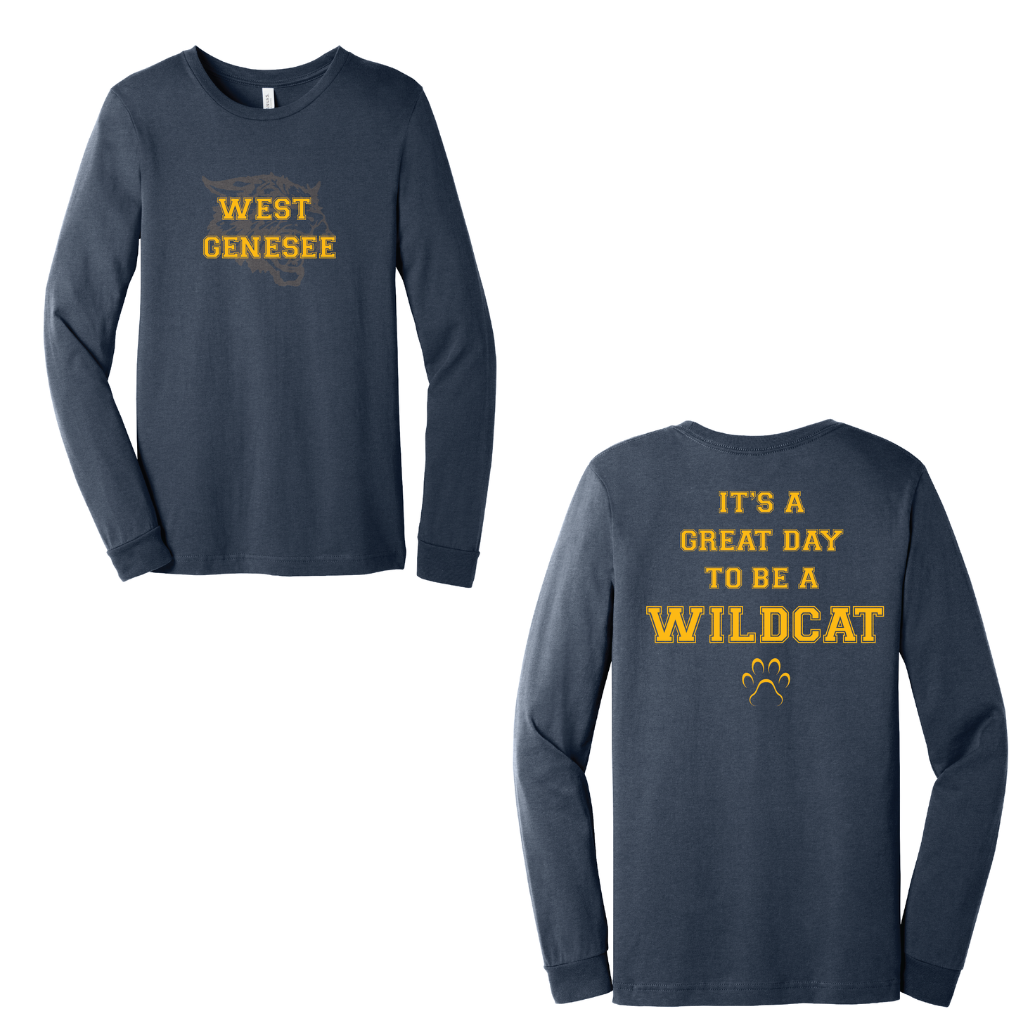 West Genesee Wildcats Shadow Mascot "Great Day Paw" Long Sleeve T-Shirt