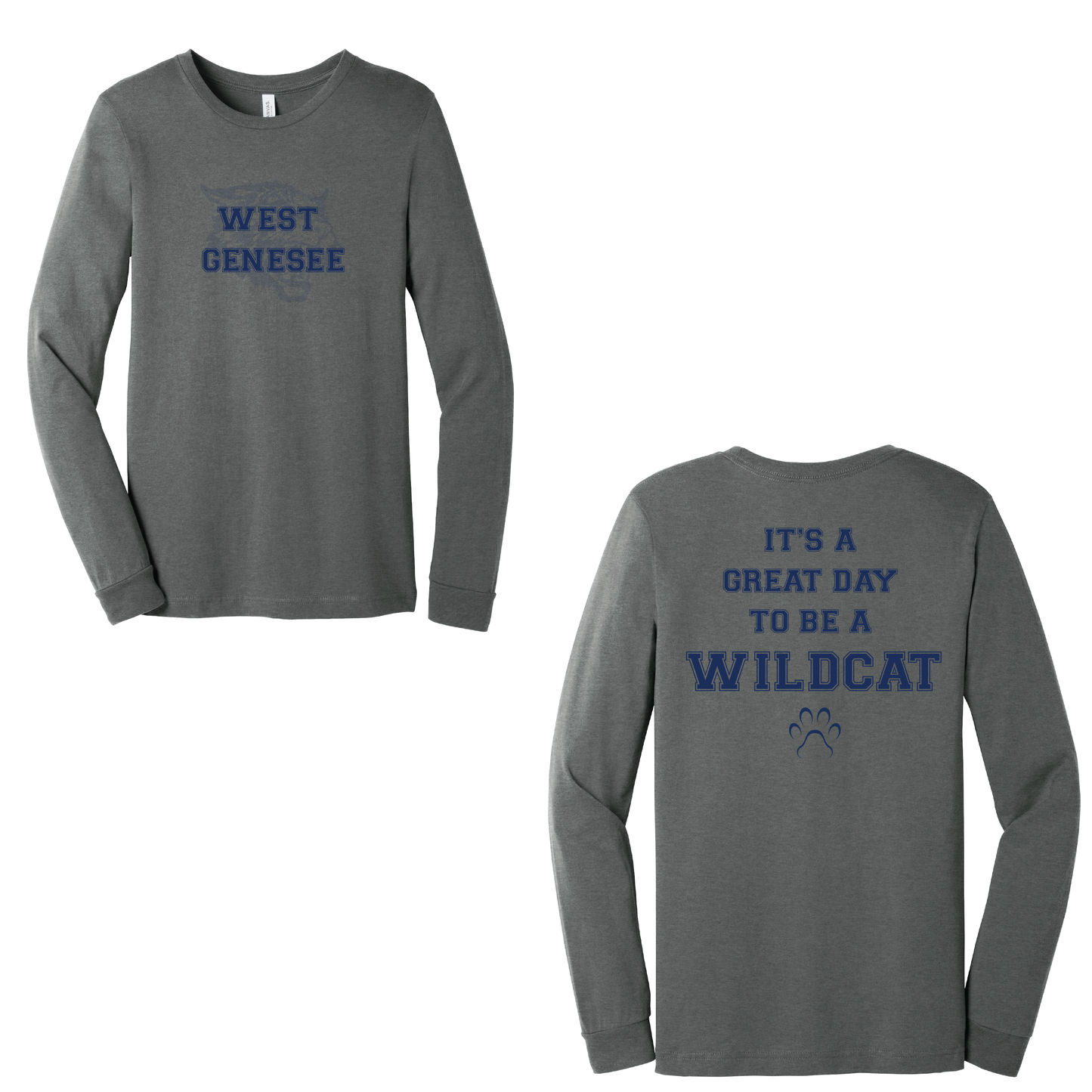 West Genesee Wildcats Shadow Mascot "Great Day Paw" Long Sleeve T-Shirt