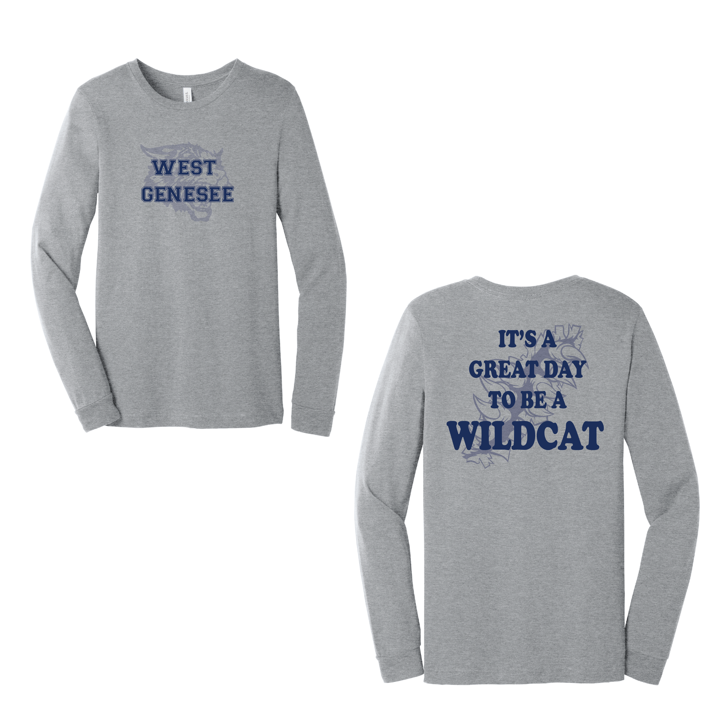 West Genesee Wildcats Shadow Mascot Claw "Great Day" Long Sleeve T-Shirt
