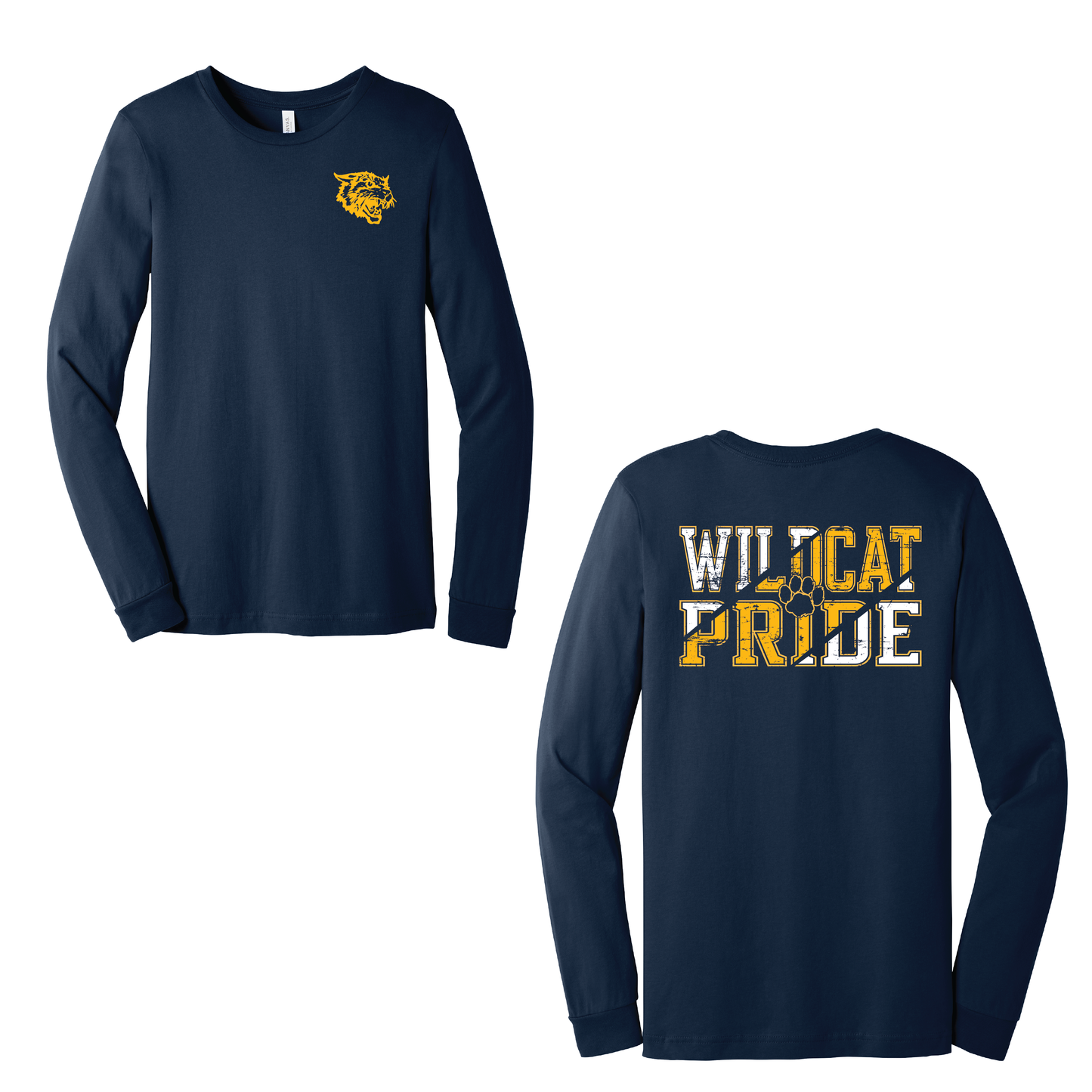 West Genesee Wildcats “Wildcat Pride” Long Sleeve T-Shirt – Paw Print Lettering