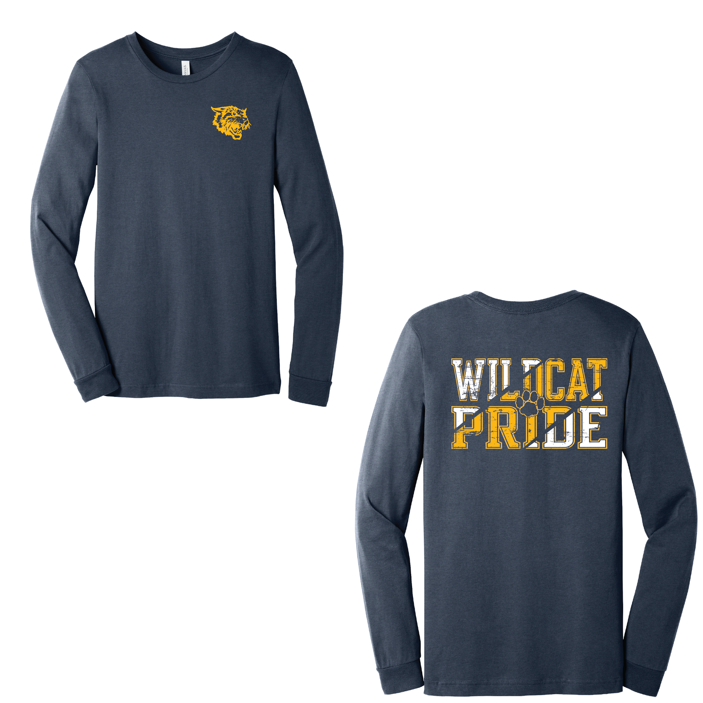 West Genesee Wildcats “Wildcat Pride” Long Sleeve T-Shirt – Paw Print Lettering