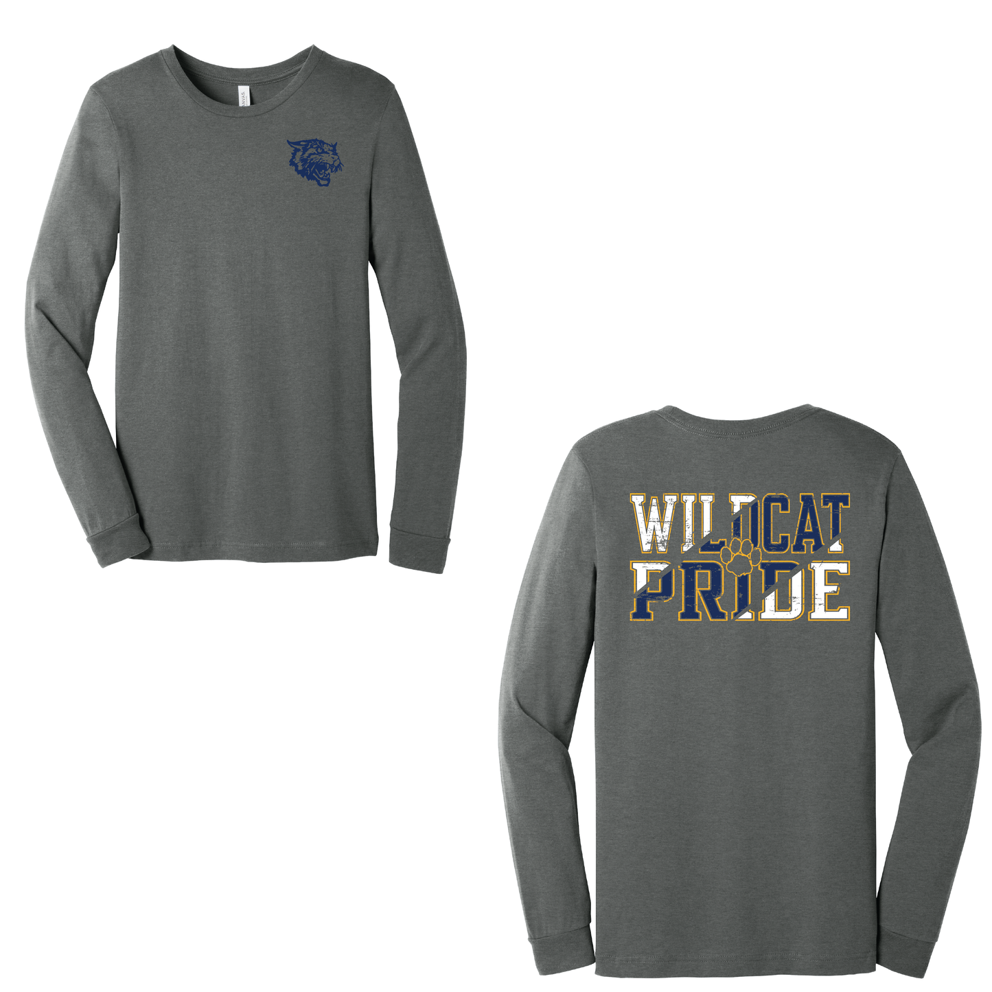 West Genesee Wildcats “Wildcat Pride” Long Sleeve T-Shirt – Paw Print Lettering