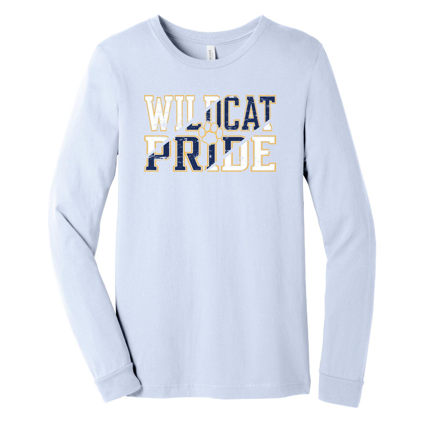 West Genesee Wildcats “Wildcat Pride” Distressed Front Print Long Sleeve T-Shirt