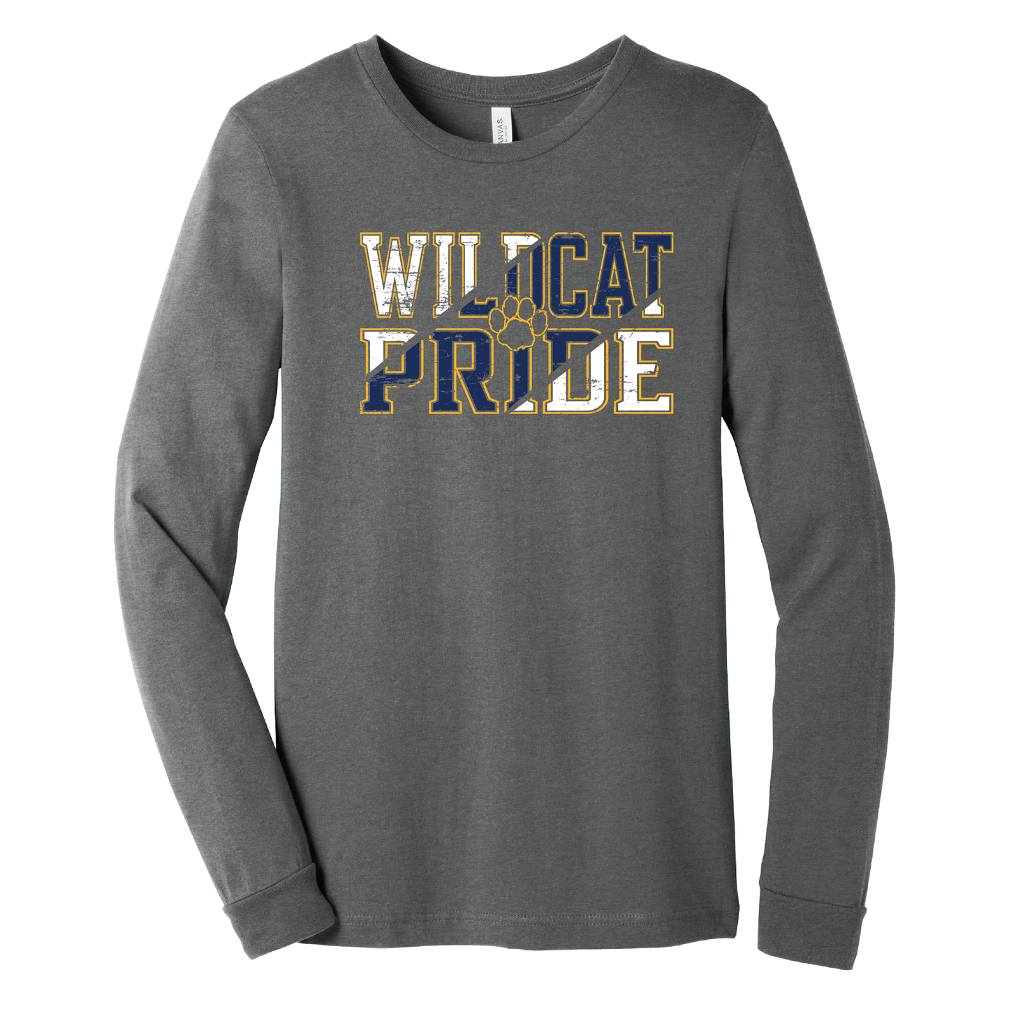 West Genesee Wildcats “Wildcat Pride” Distressed Front Print Long Sleeve T-Shirt