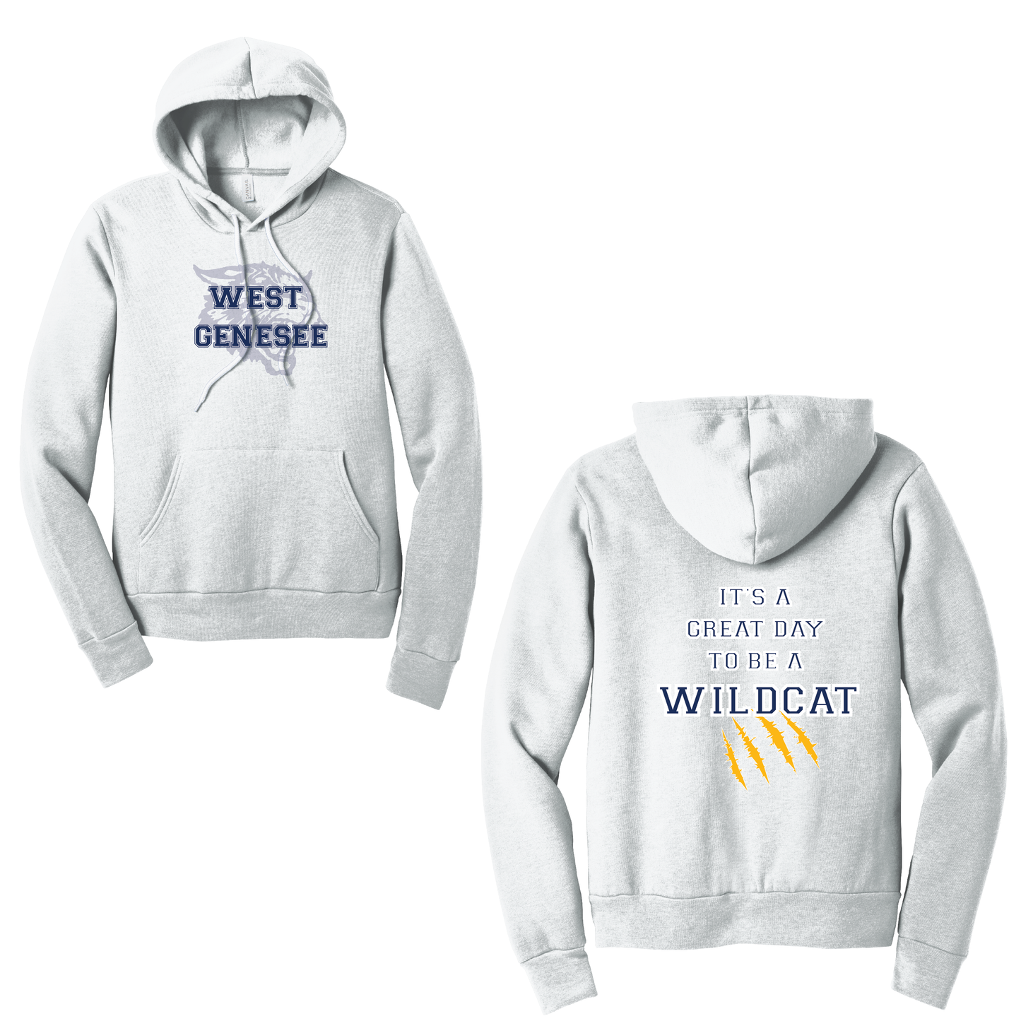 West Genesee Wildcats Shadow Mascot Gold Claw "Great Day" Hoodie
