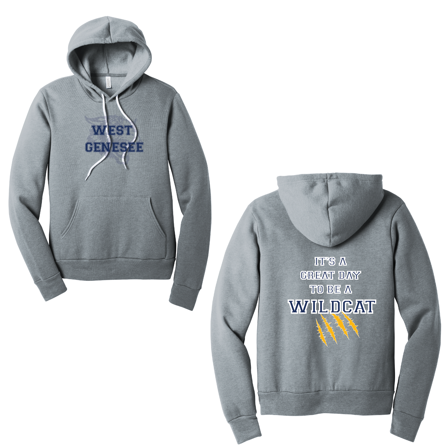 West Genesee Wildcats Shadow Mascot Gold Claw "Great Day" Hoodie