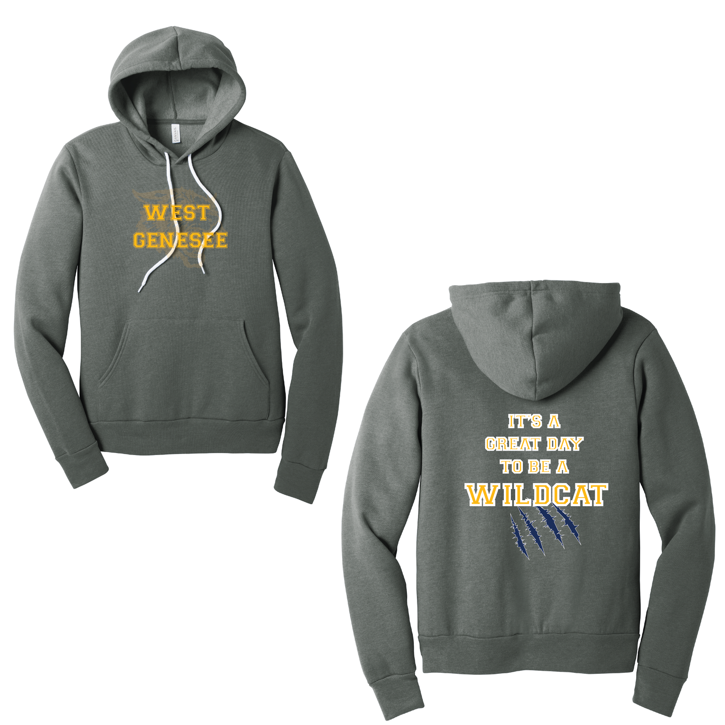 West Genesee Wildcats Shadow Mascot Gold Claw "Great Day" Hoodie