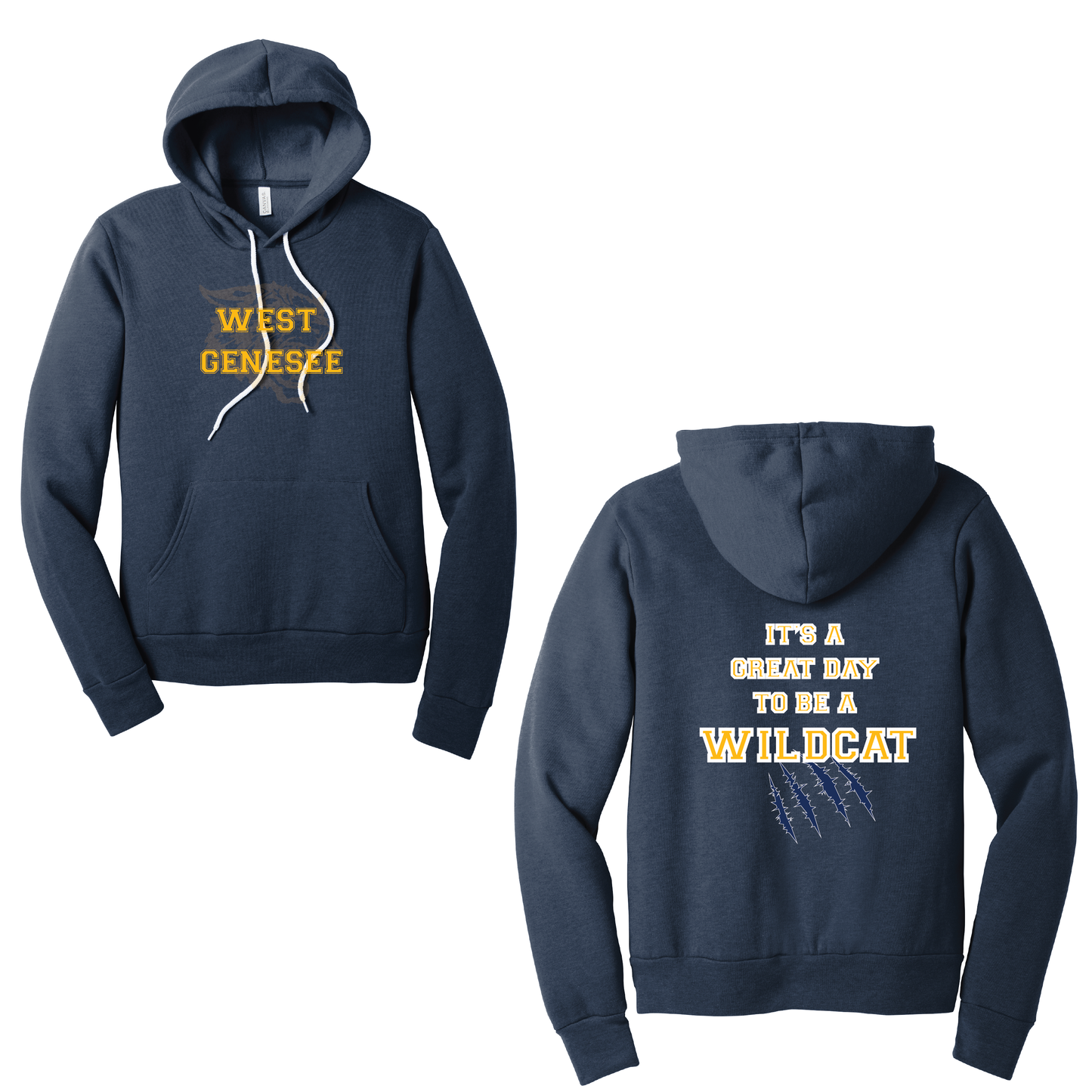 West Genesee Wildcats Shadow Mascot Gold Claw "Great Day" Hoodie