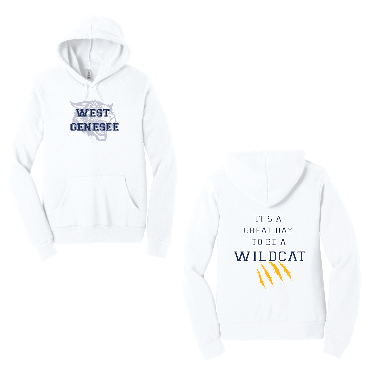 West Genesee Wildcats Shadow Mascot Gold Claw "Great Day" Hoodie