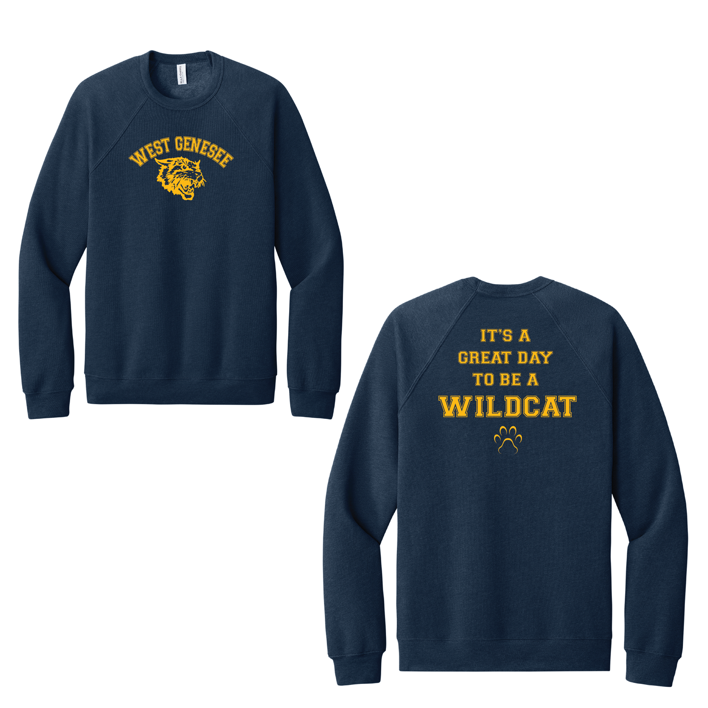 West Genesee Wildcats Arch Logo "Great Day Paw" Crewneck Sweatshirt