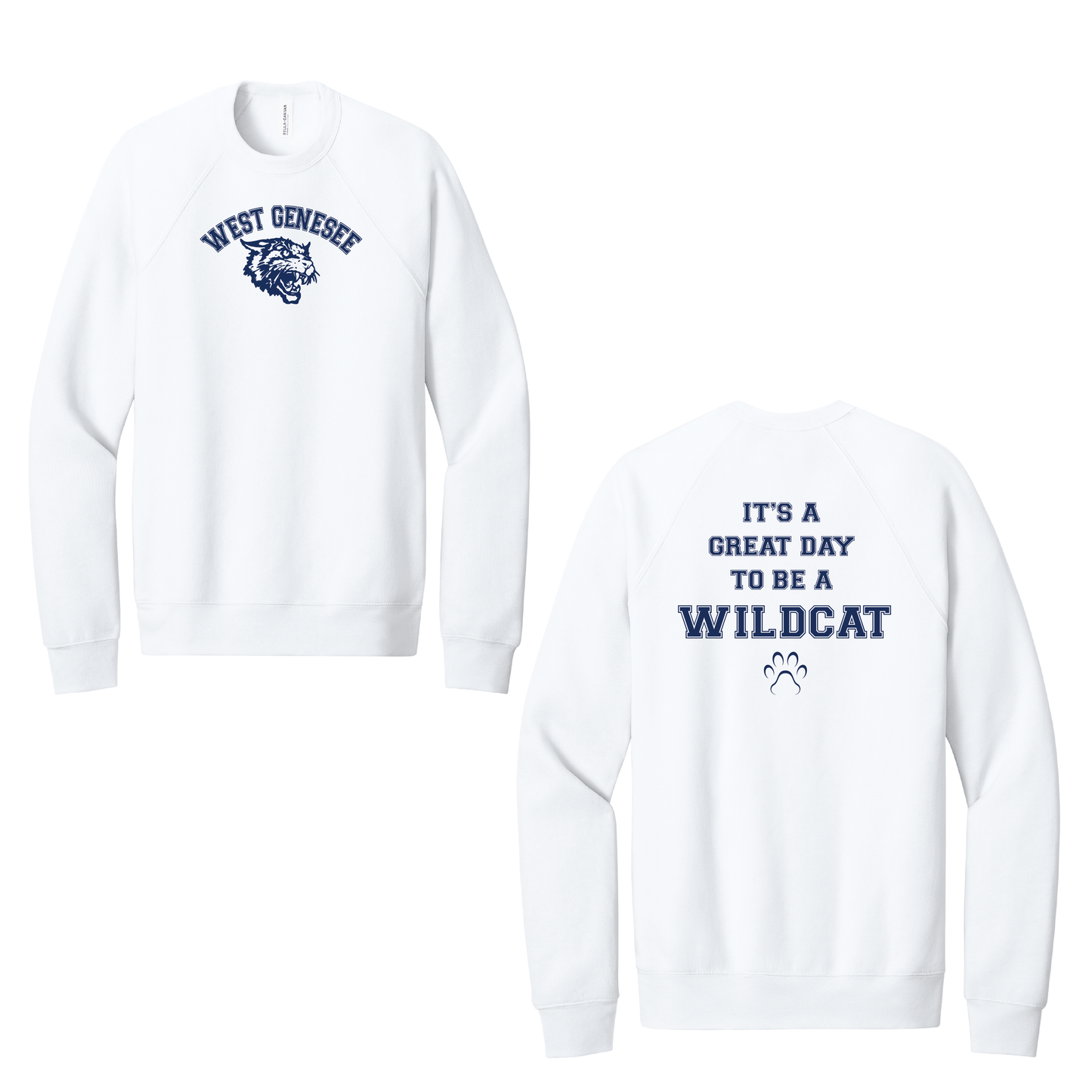 West Genesee Wildcats Arch Logo "Great Day Paw" Crewneck Sweatshirt