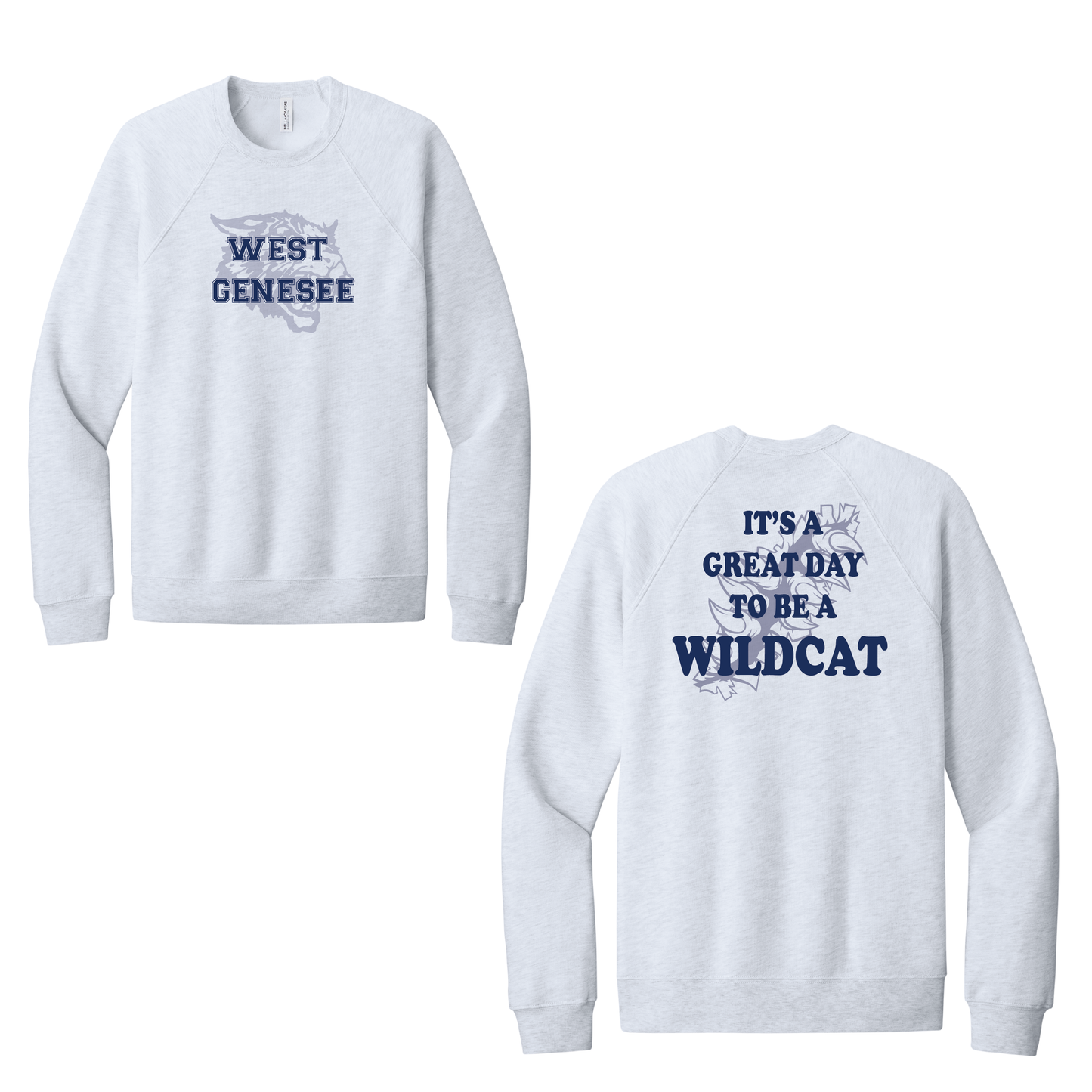 West Genesee Wildcats Shadow Mascot Claw Tear "Great Day" Crewneck Sweatshirt