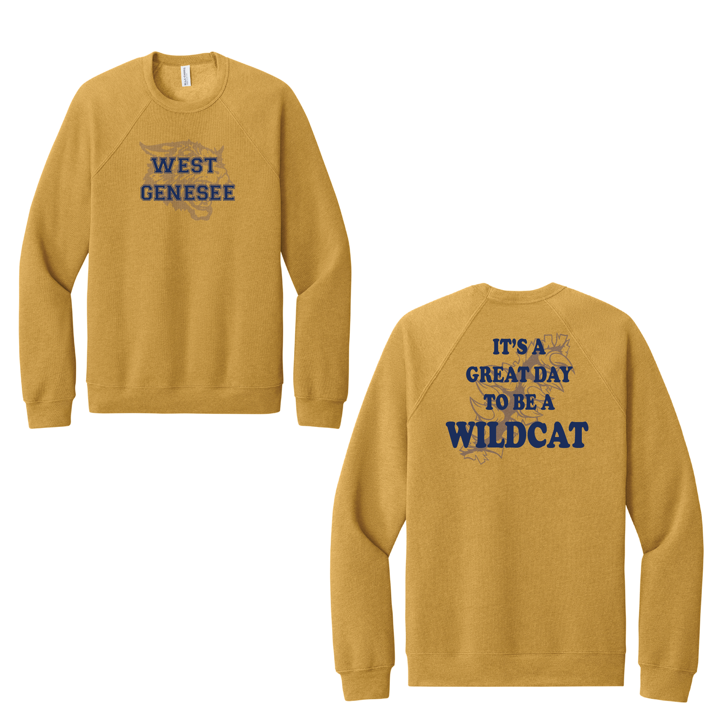 West Genesee Wildcats Shadow Mascot Claw Tear "Great Day" Crewneck Sweatshirt