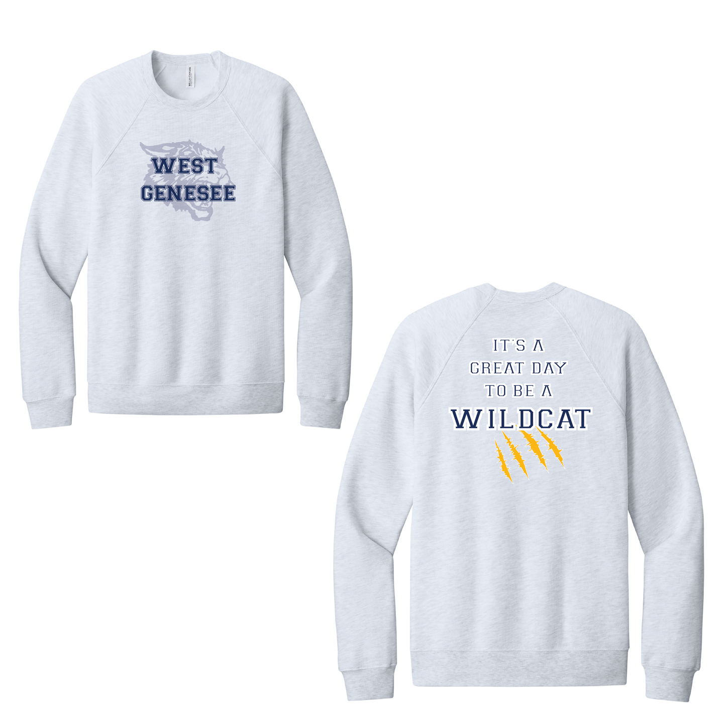 West Genesee Wildcats Shadow Mascot Gold Claw "Great Day" Crewneck Sweatshirt