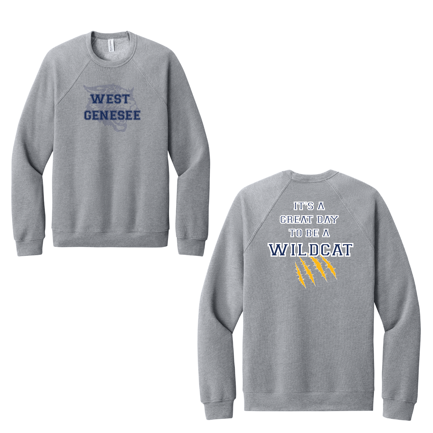 West Genesee Wildcats Shadow Mascot Gold Claw "Great Day" Crewneck Sweatshirt