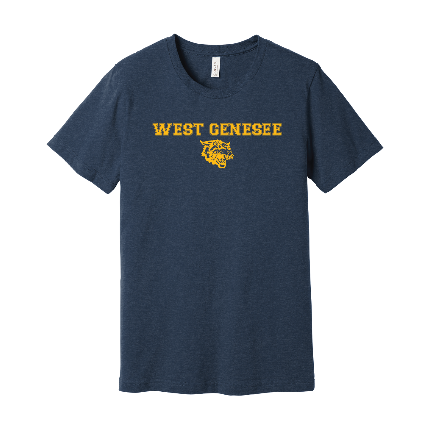 West Genesee Wildcats Text & Mascot Logo T-Shirt