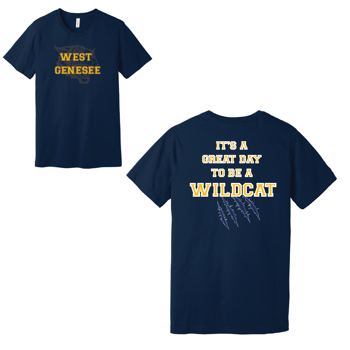 West Genesee Wildcats Shadow Mascot Gold Claw "Great Day" T-Shirt