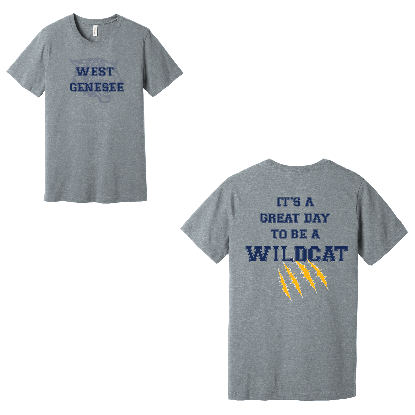 West Genesee Wildcats Shadow Mascot Gold Claw "Great Day" T-Shirt
