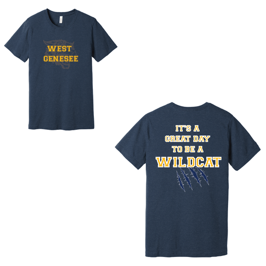 West Genesee Wildcats Shadow Mascot Gold Claw "Great Day" T-Shirt