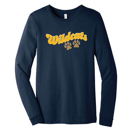 West Genesee Wildcats Paw Prints Script Long Sleeve T-Shirt