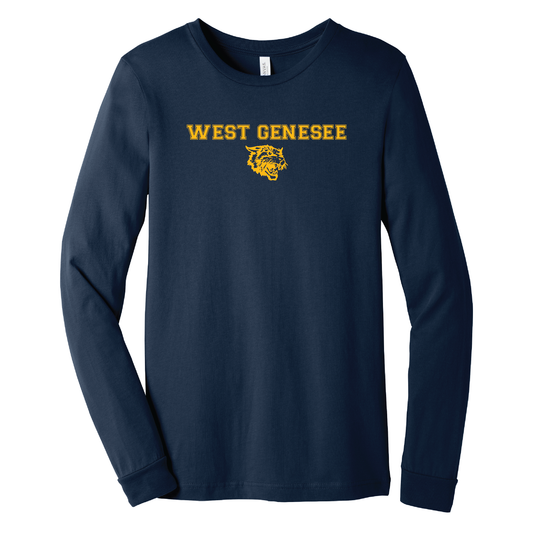 West Genesee Wildcats Arch Logo Mascot Long Sleeve T-Shirt