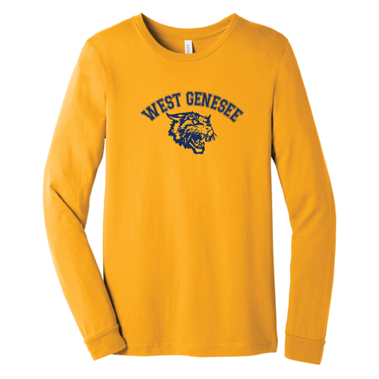 West Genesee Wildcats Arch Logo Mascot Long Sleeve T-Shirt