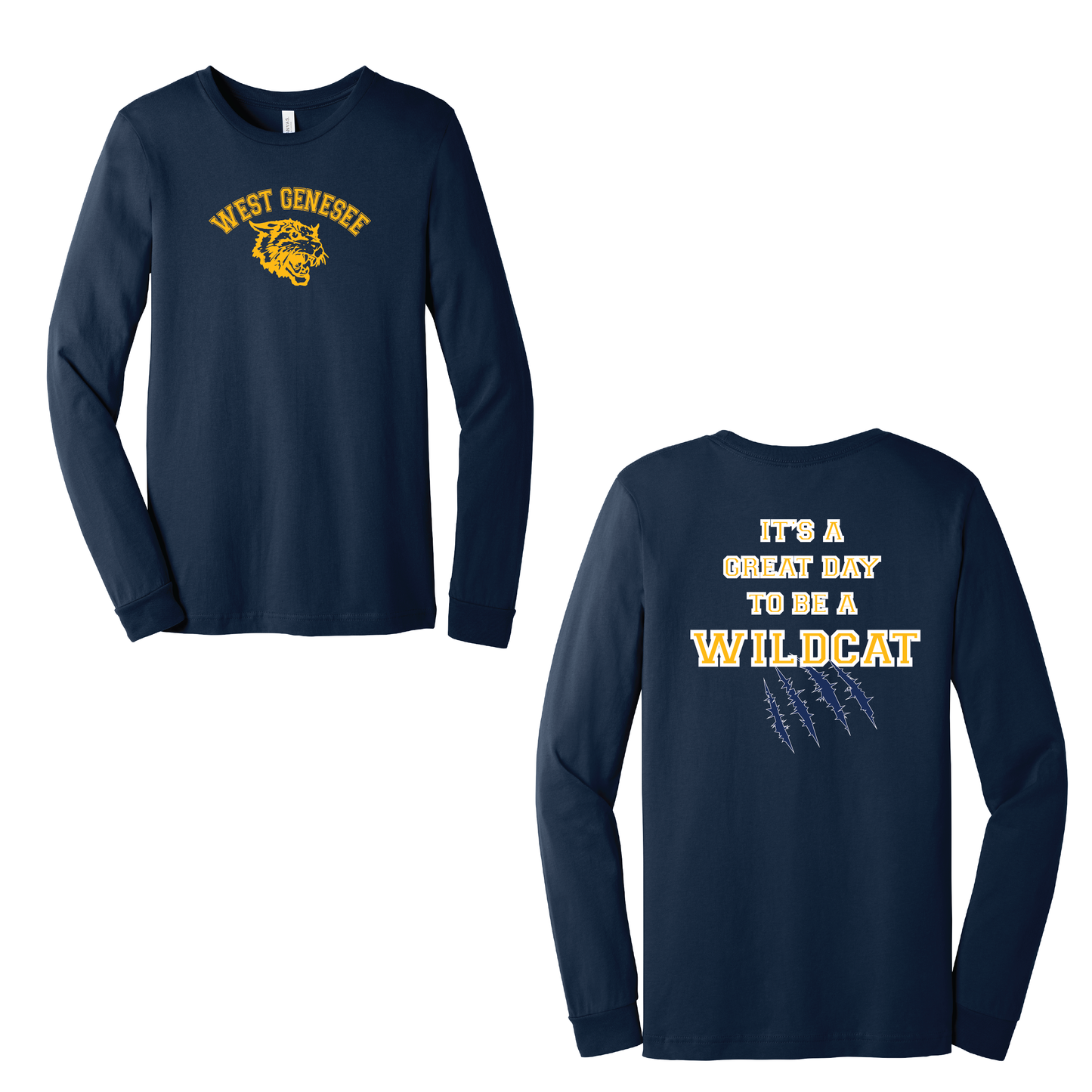 West Genesee Wildcats Arch Logo "Great Day Claw Mark" Long Sleeve T-Shirt