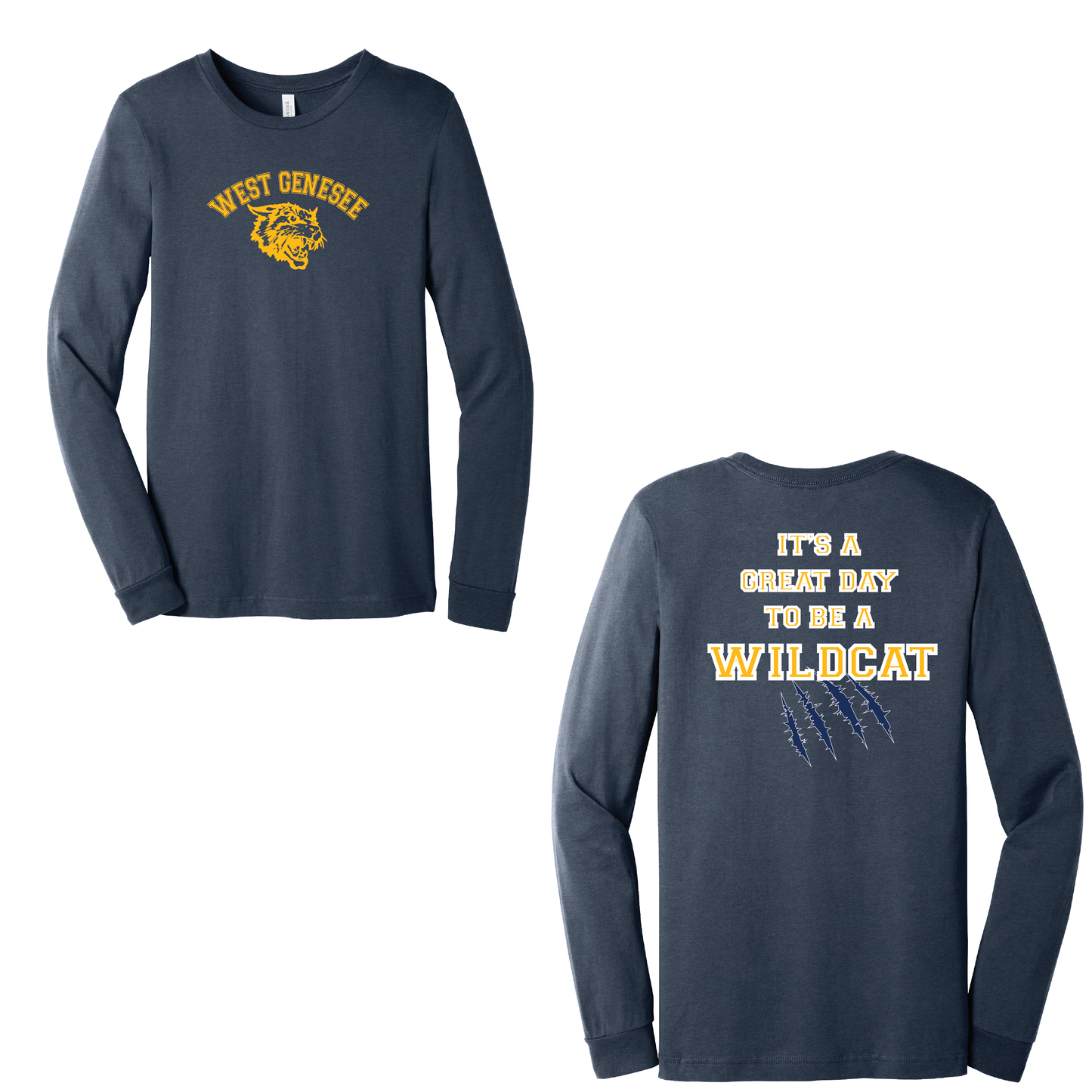 West Genesee Wildcats Arch Logo "Great Day Claw Mark" Long Sleeve T-Shirt