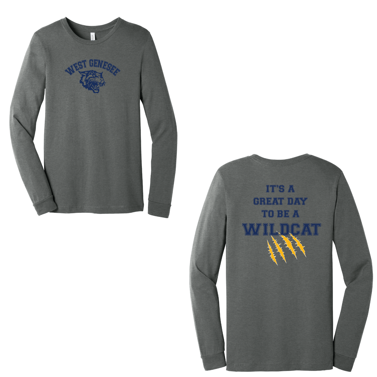West Genesee Wildcats Arch Logo "Great Day Claw Mark" Long Sleeve T-Shirt