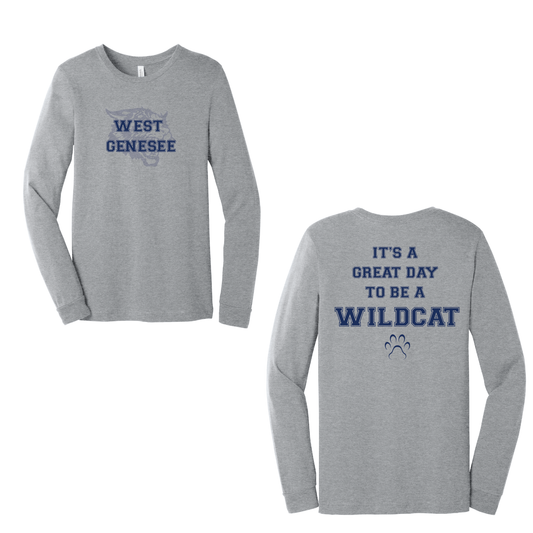 West Genesee Wildcats Shadow Mascot "Great Day Paw" Long Sleeve T-Shirt