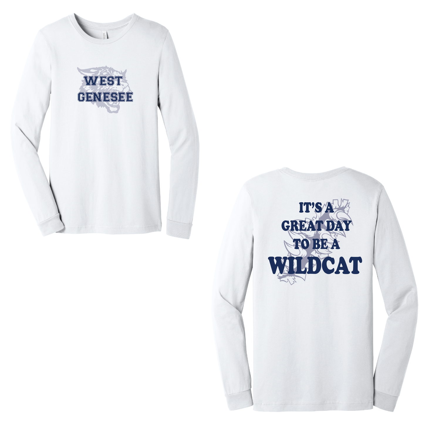 West Genesee Wildcats Shadow Mascot Claw "Great Day" Long Sleeve T-Shirt